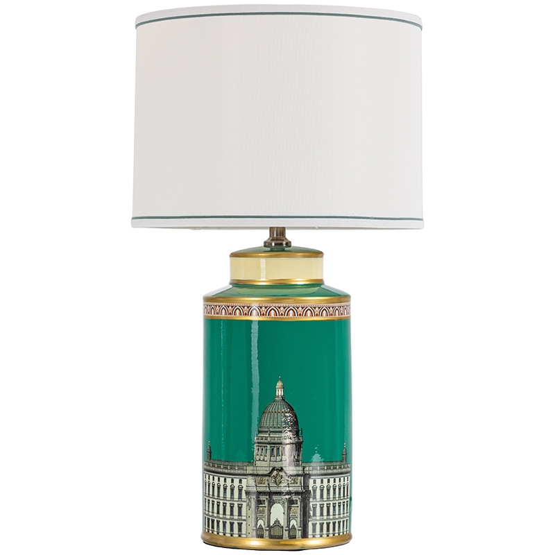 Настольная лампа Old Town Green Lampshade Белый Зеленый Золотой в Екатеринбурге | Loft Concept 