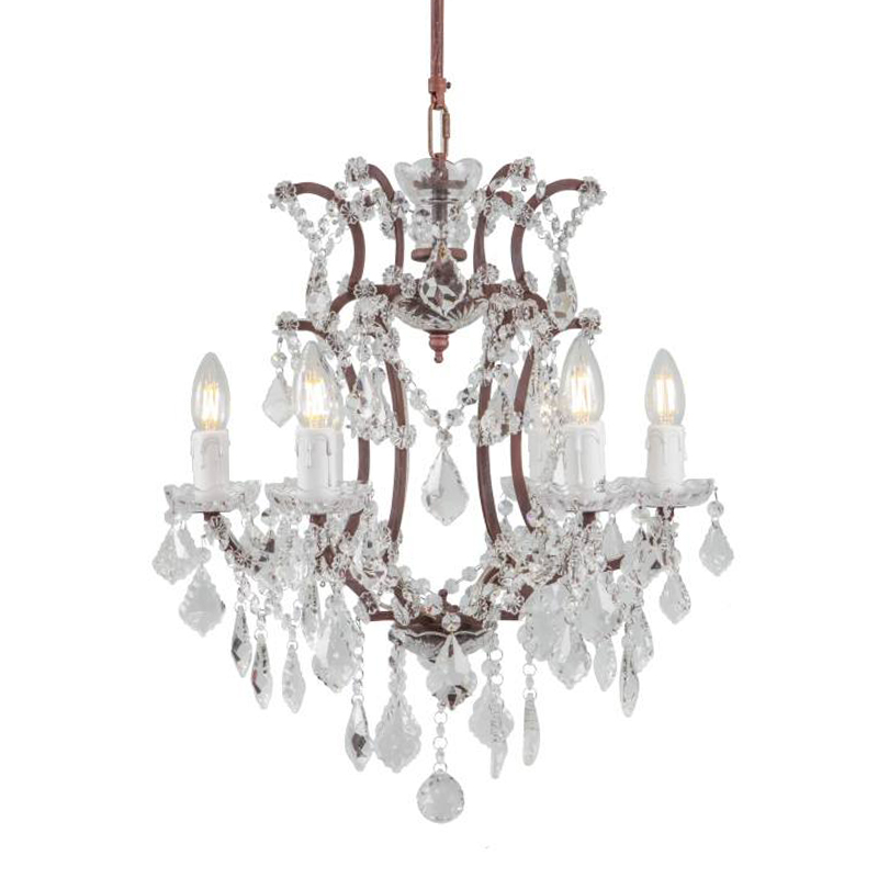 Люстра 19th c. Rococo IRON & CLEAR CRYSTAL Brown Chandelier 6 Коричневый винтаж Прозрачное Стекло в Екатеринбурге | Loft Concept 