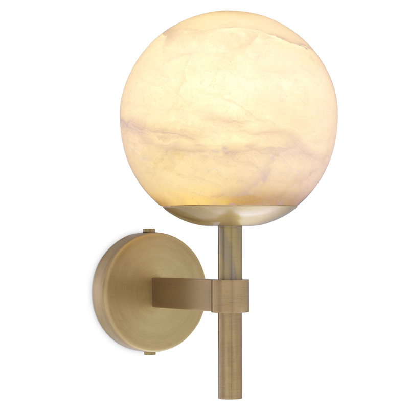 Бра Eichholtz Wall Lamp Jade alabaster Латунь Античная полированная Белый в Екатеринбурге | Loft Concept 