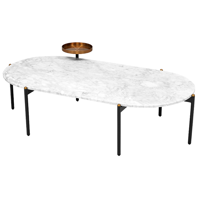 Кофейный стол с белой каменной столешницей Macias Coffee Table White Белый Черный Медь в Екатеринбурге | Loft Concept 