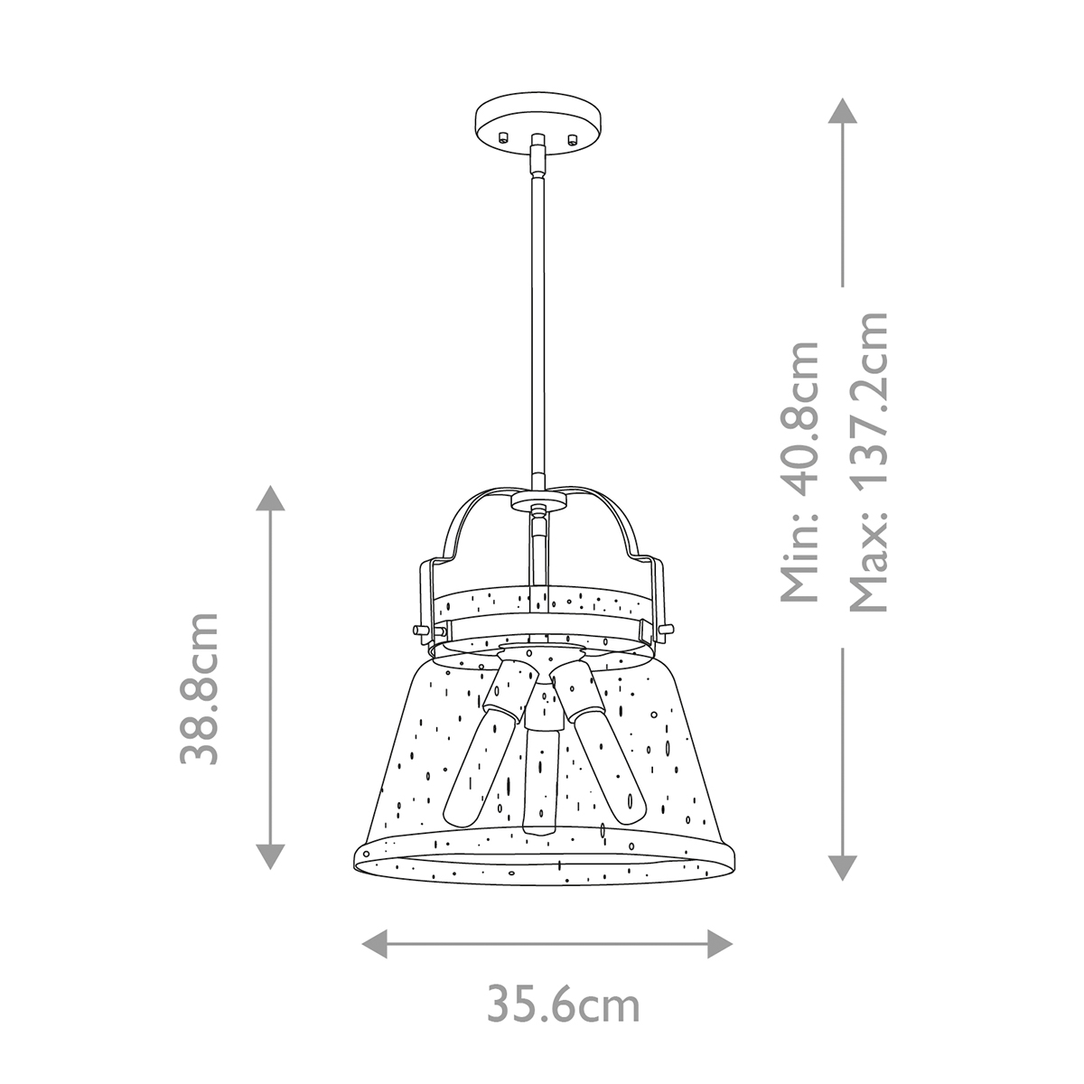 Подвесной светильник с прозрачным стеклянным плафоном в форме колокола с эффектом пузырьков и тремя лампами Quoizel в Екатеринбурге
