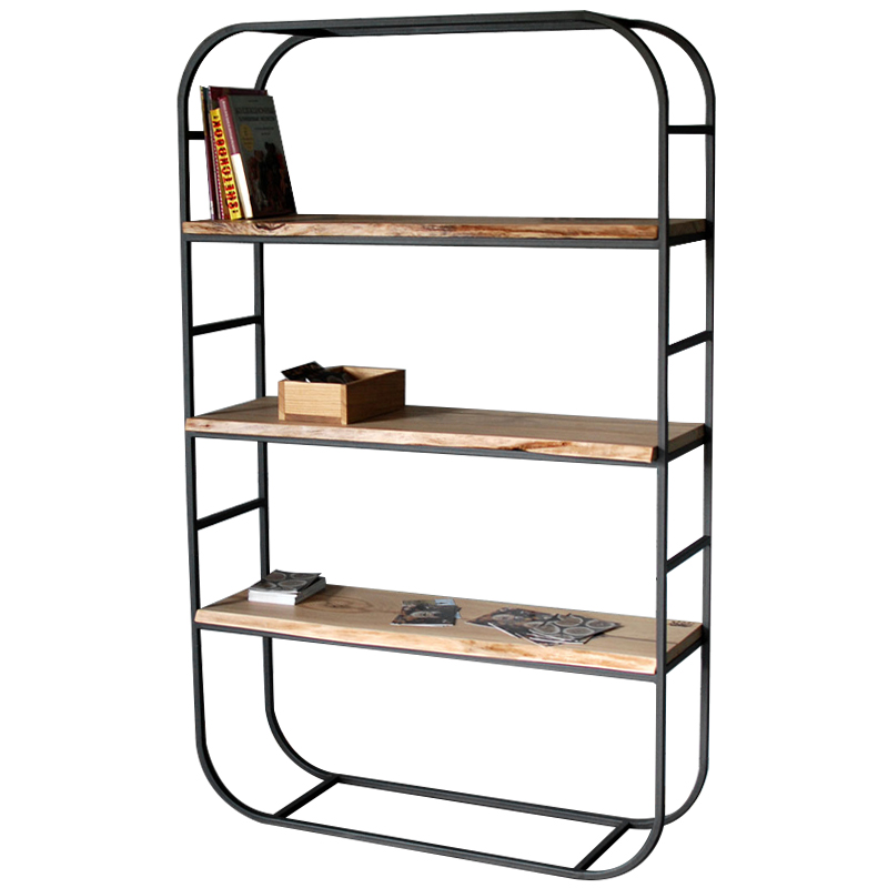 Стеллаж Jensen Industrial Metal Rust Rack Черный Светлый дуб в Екатеринбурге | Loft Concept 