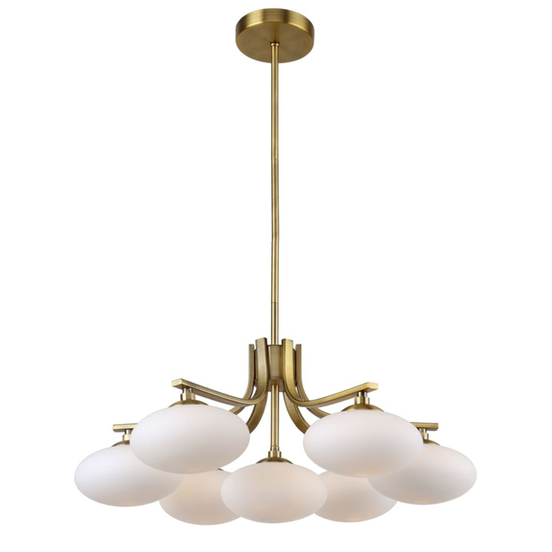 Oval Balls Mushrooms Chandelier 7 Brass Латунь Прозрачный белый в Екатеринбурге | Loft Concept 