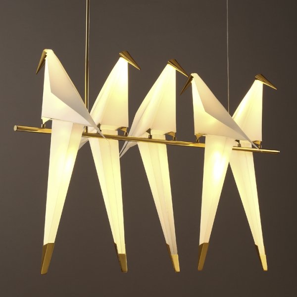 Люстра Origami Bird Chandelier Line 5 Бежево-серый Золотой в Екатеринбурге | Loft Concept 