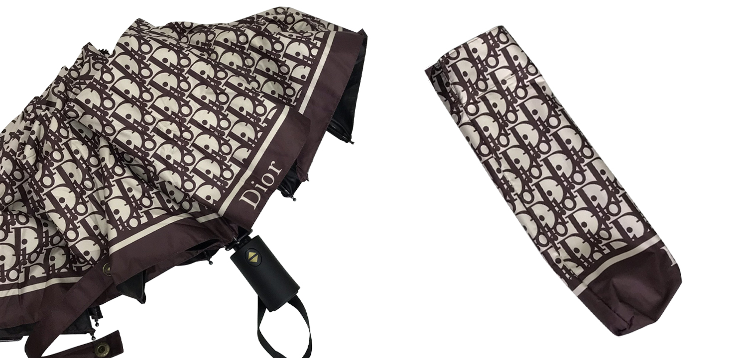 Зонт раскладной CHRISTIAN DIOR дизайн 006 Коричневый цвет - фото
