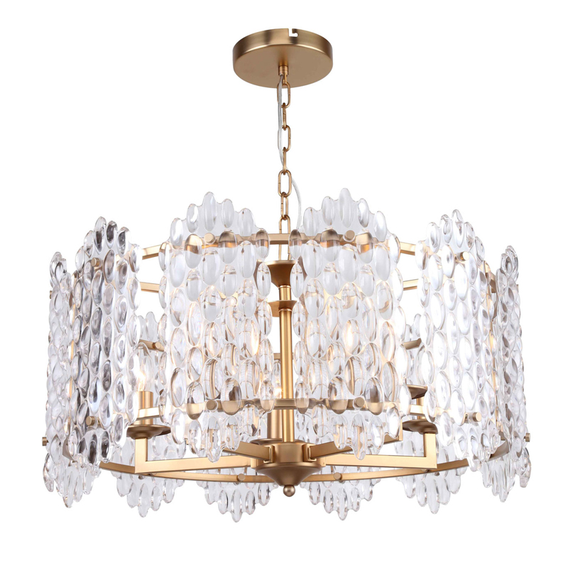 Люстра подвесная Textured Glass Chandelier D61 Прозрачное Стекло Глянцевое золото в Екатеринбурге | Loft Concept 