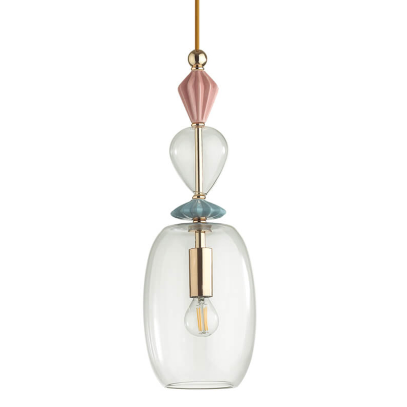 Подвесной светильник Iris Glas hanging lamp candy B Прозрачное Стекло Розовый пастельный Голубой в Екатеринбурге | Loft Concept 