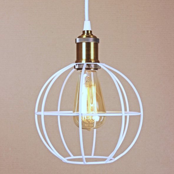 Подвесной светильник Wire Cage Pendant Ball White Белый в Екатеринбурге | Loft Concept 