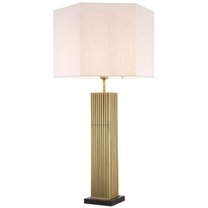 Настольная лампа Eichholtz Table Lamp Viggo Brass Латунь Белый в Екатеринбурге | Loft Concept 