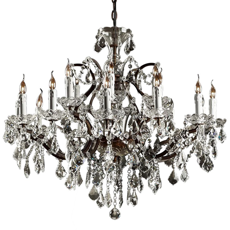 Люстра 19th c. Rococo IRON & CLEAR CRYSTAL Brown Chandelier 18 Прозрачное Стекло Коричневый винтаж в Екатеринбурге | Loft Concept 