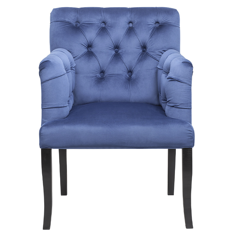 Кресло Addison Chic Armchair deep blue velour Синий Черный в Екатеринбурге | Loft Concept 