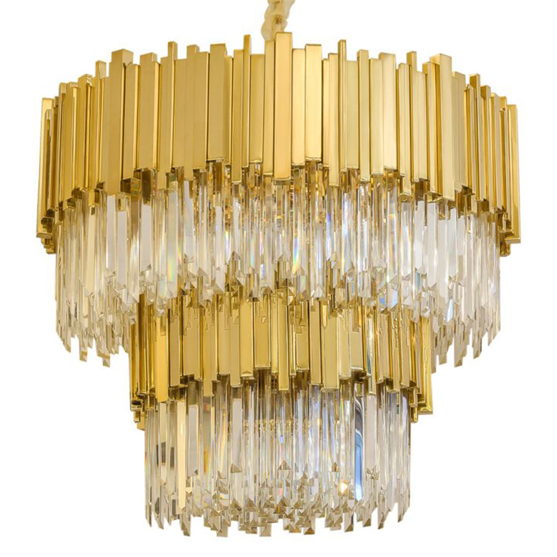 Круглая многоярусная люстра Luxxu Modern Cascade Chandelier Gold Metal Glass Золотой Прозрачное Стекло в Екатеринбурге | Loft Concept 