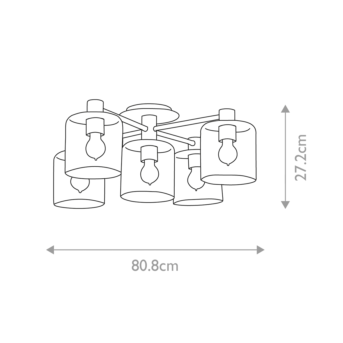Потолочный светильник цвета латунь с пятью прозрачными цилиндрическими плафонами Hinkley в Екатеринбурге