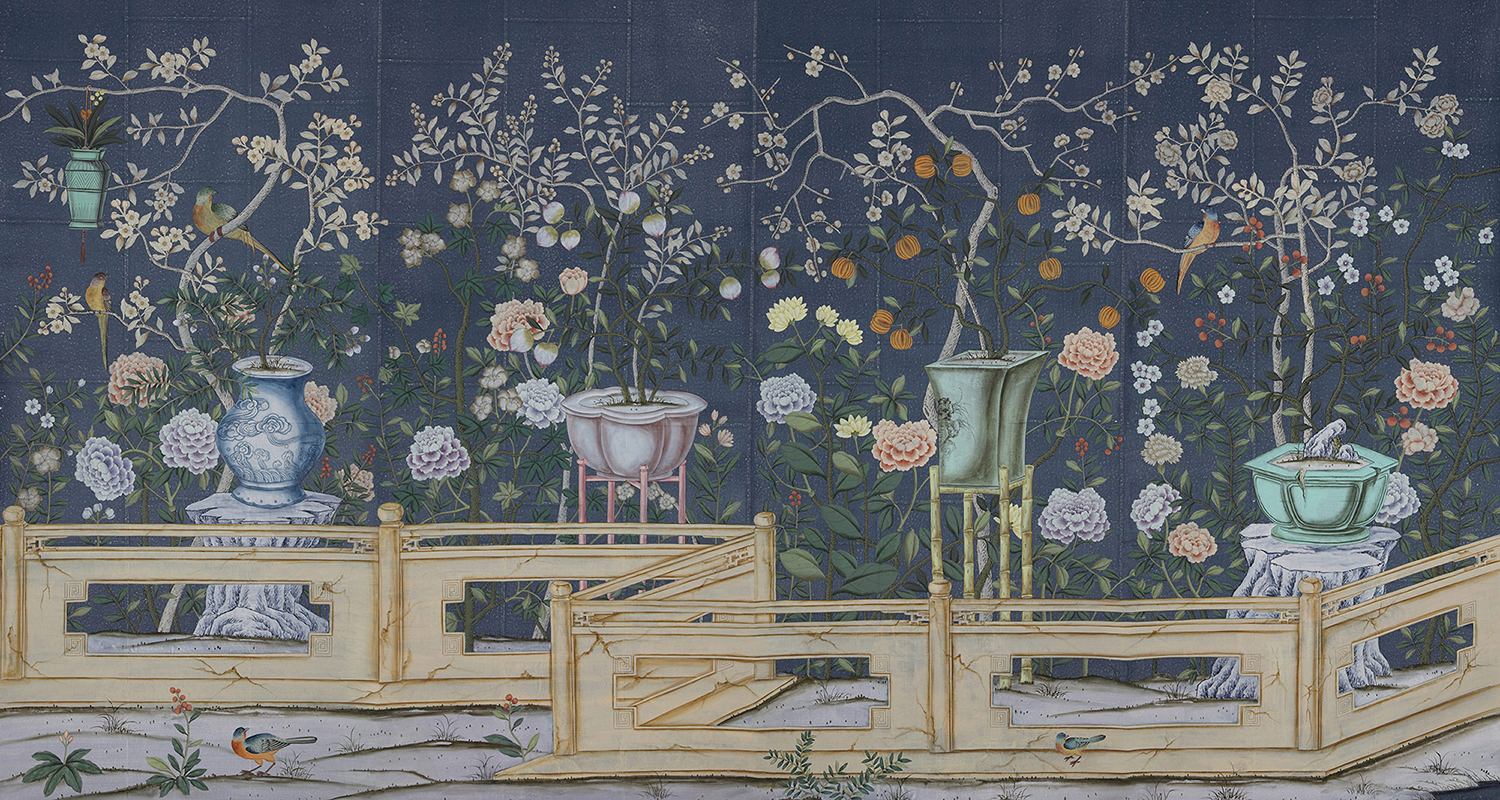 Обои ручная роспись Temple Newsam Dark Blue - фото