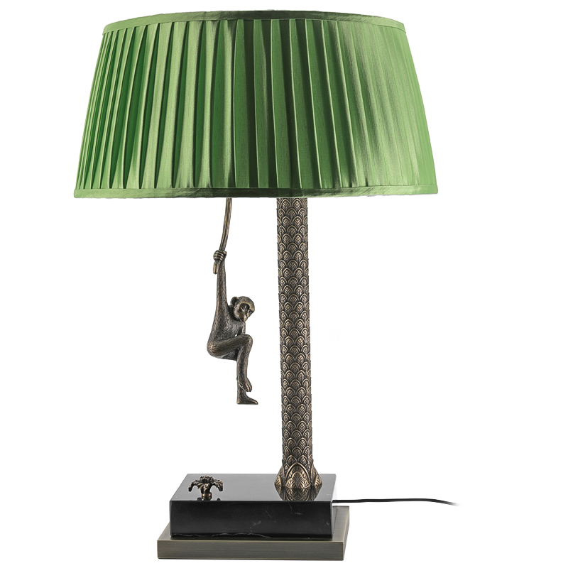 Настольная лампа Джунгли Table Lamp Jungle Green Латунь Античная полированная Черный Мрамор Nero Зеленый в Екатеринбурге | Loft Concept 