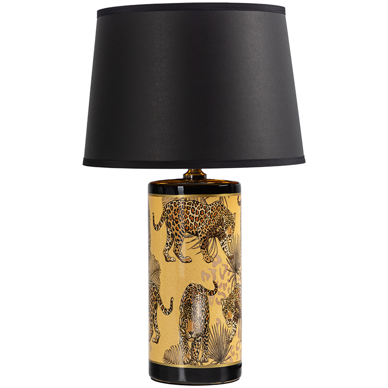 Настольная лампа с абажуром Leopard Lampshade Black Желтый Черный в Екатеринбурге | Loft Concept 