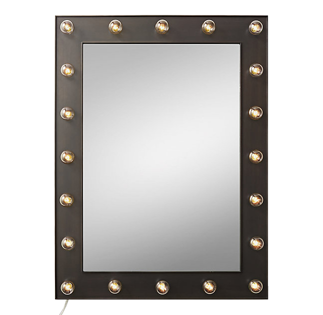 Зеркало с подсветкой Restoration Hardware ILLUMINATED Mirror Dark steel Графит в Екатеринбурге | Loft Concept 