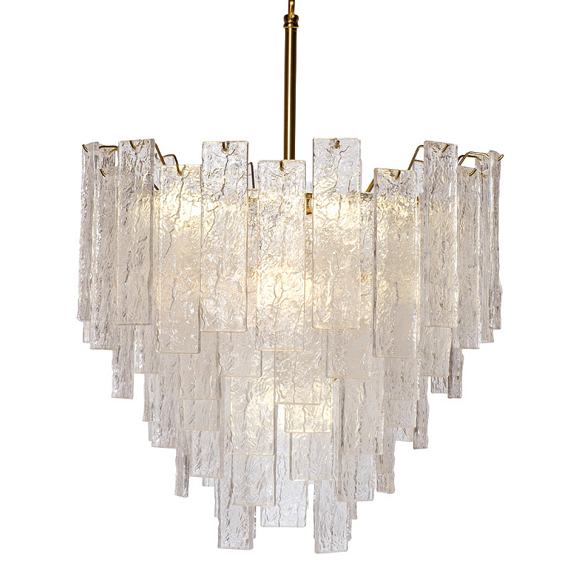 Люстра Dorit Textured Glass Rectangular Chandelier Золотой в Екатеринбурге | Loft Concept 