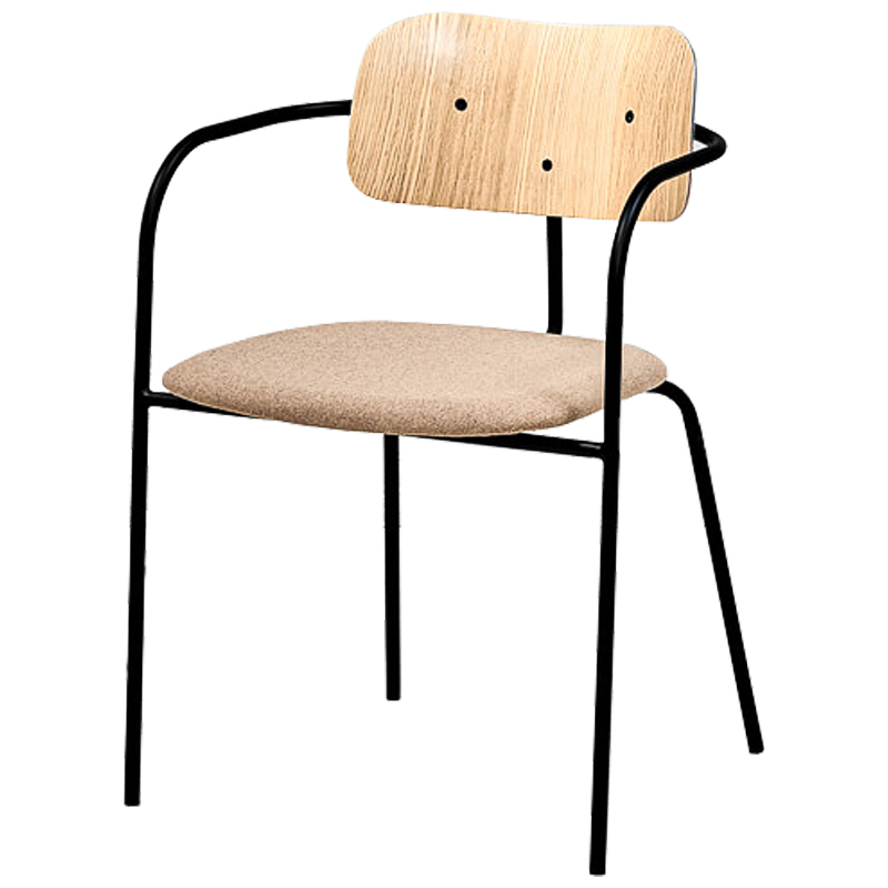 Стул Pilar Loft Stool beige Черный Бежевый Древесина в Екатеринбурге | Loft Concept 