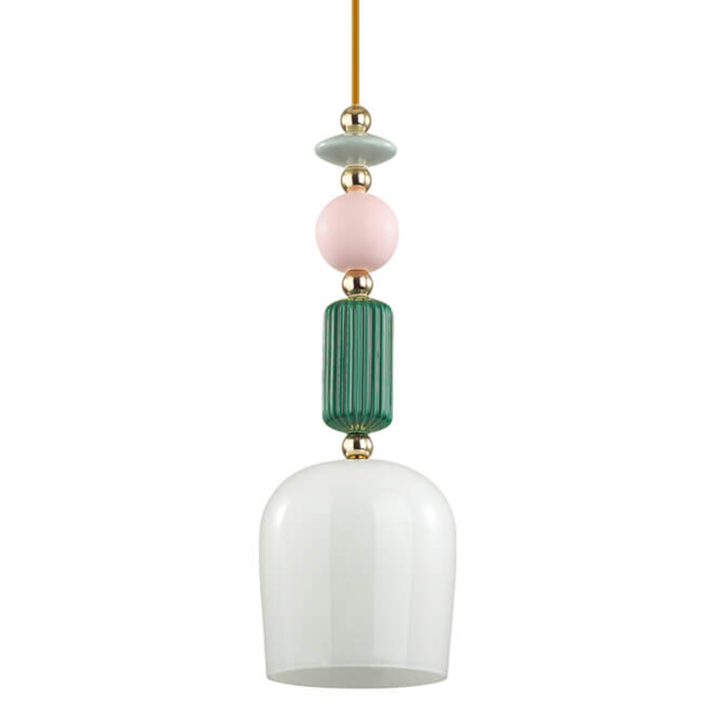 Подвесной светильник Iris hanging lamp candy green Белое матовое стекло Розовый пастельный Зеленый в Екатеринбурге | Loft Concept 