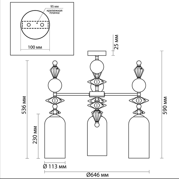 Люстра Iris Glass Chandelier candy 3 chrome в Екатеринбурге