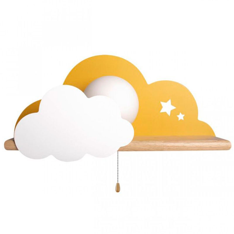 Бра с полкой желтое Облако Wall Lamp Yellow Cloud Желтый Древесина в Екатеринбурге | Loft Concept 