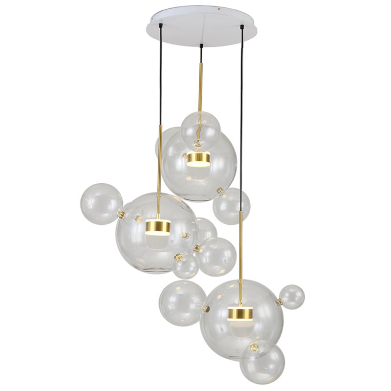 Люстра Bolle Circular Chandelier 14 BUBBLE Giopato & Coombes Прозрачный (Transparent) Латунь в Екатеринбурге | Loft Concept 