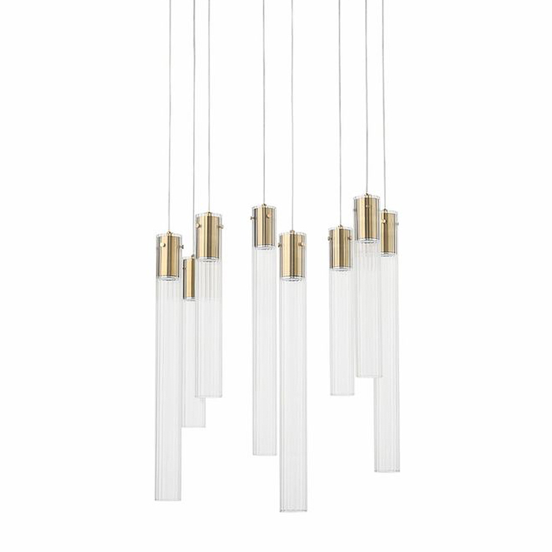 Люстра Jenae Glass Tubes Chandelier 8 Прозрачное Стекло Латунь в Екатеринбурге | Loft Concept 