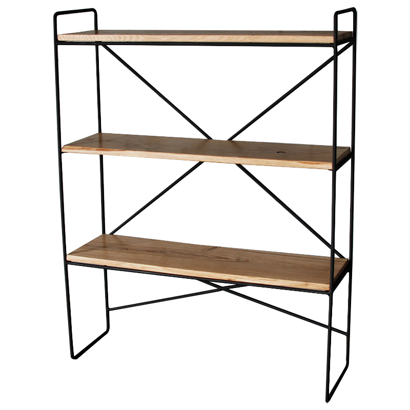 Стеллаж Ridley Industrial Metal Rust Rack Черный Светлый дуб в Екатеринбурге | Loft Concept 