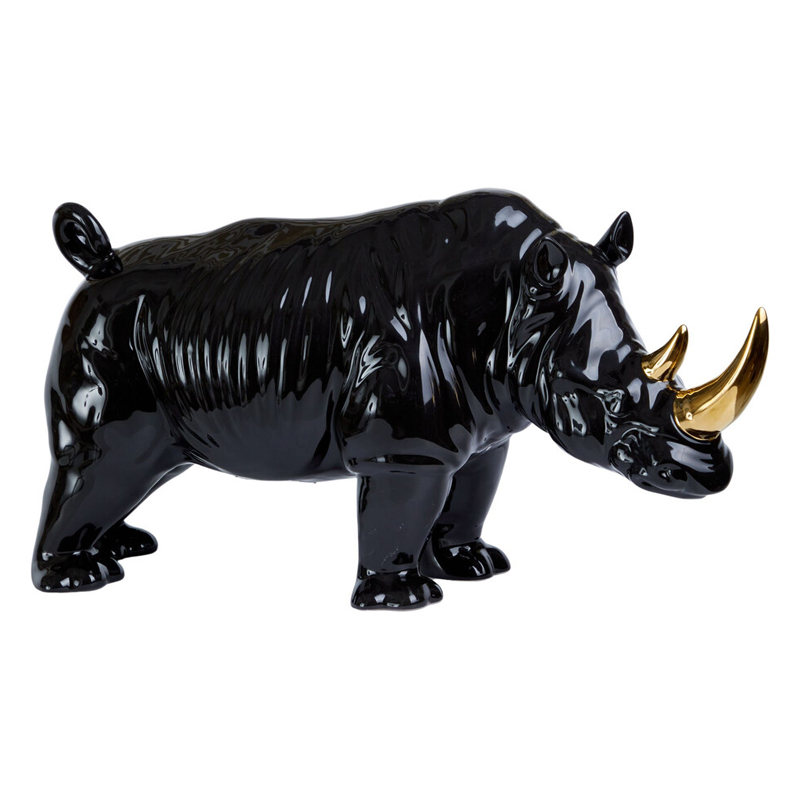 Статуэтка черный носорог с золотыми рогами Golden Horned Black Rhino Черный Золотой Статуэтка черный носорог с золотыми рогами Golden Horned Black Rhino Черный Золотой в Екатеринбурге | Loft Concept