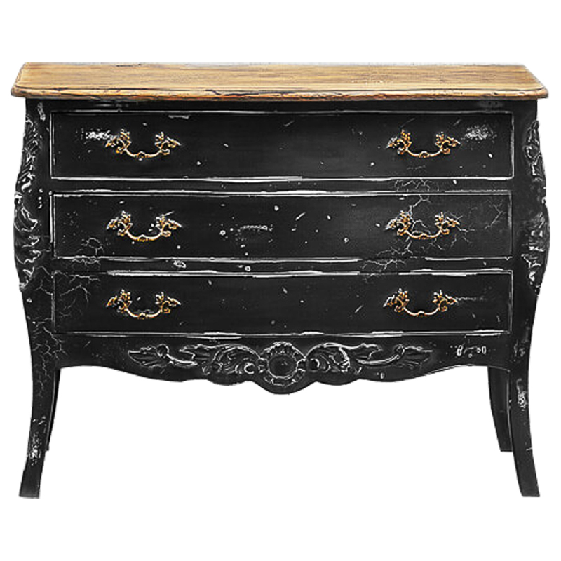 Комод в стиле прованс Carved Black Vintage Commode Черный Коричневый Винтажный черный в Екатеринбурге | Loft Concept 