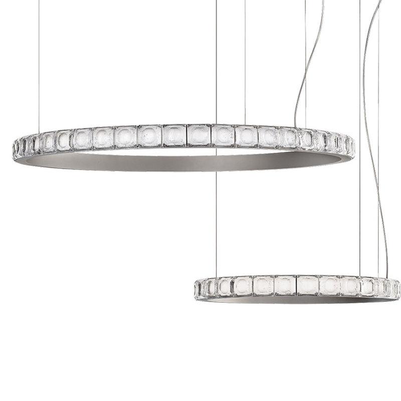 Люстра Ring horizontal silver chandelier Прозрачный Серебряный в Екатеринбурге | Loft Concept 