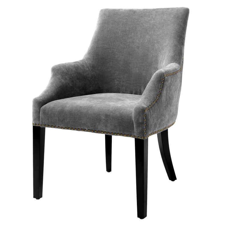 Стул Eichholtz Dining Chair Legacy grey Серый Черный Латунь Античная полированная в Екатеринбурге | Loft Concept 