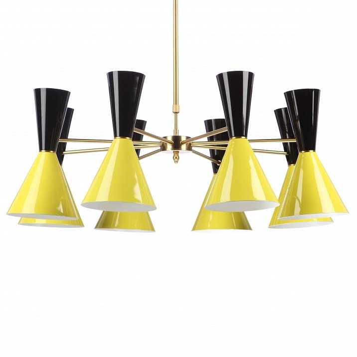 Люстра CAIRO Chandelier 8 Armblack black and yellow Черный Желтый Латунь в Екатеринбурге | Loft Concept 