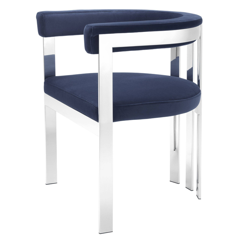 Стул Eichholtz Dining Chair Clubhouse blue Сапфирово-синий Нержавеющая сталь в Екатеринбурге | Loft Concept 