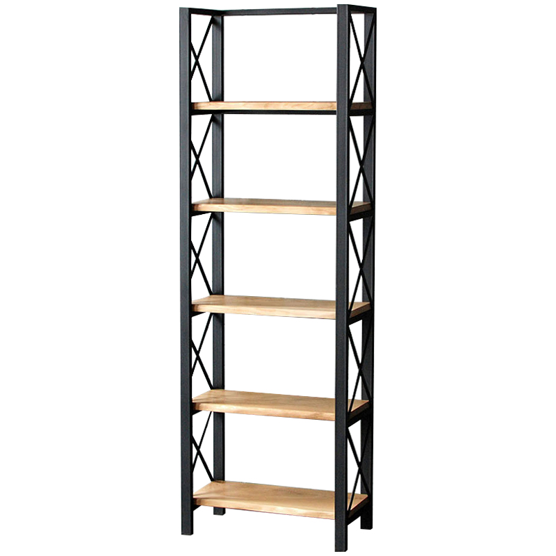 Стеллаж Forster Industrial Metal Rust Rack Черный Светлый дуб в Екатеринбурге | Loft Concept 