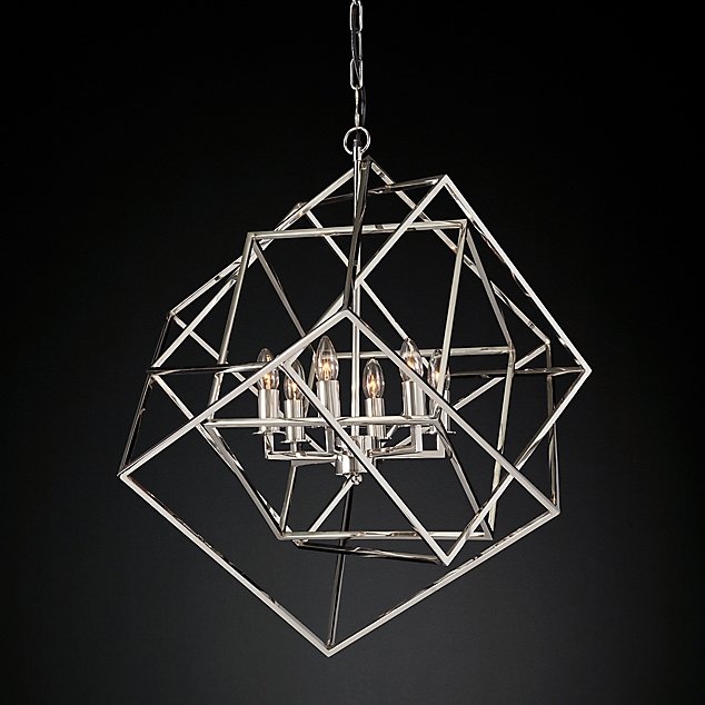 Люстра Restoration Hardware Caged Cubist Pendant Серебряный в Екатеринбурге | Loft Concept 