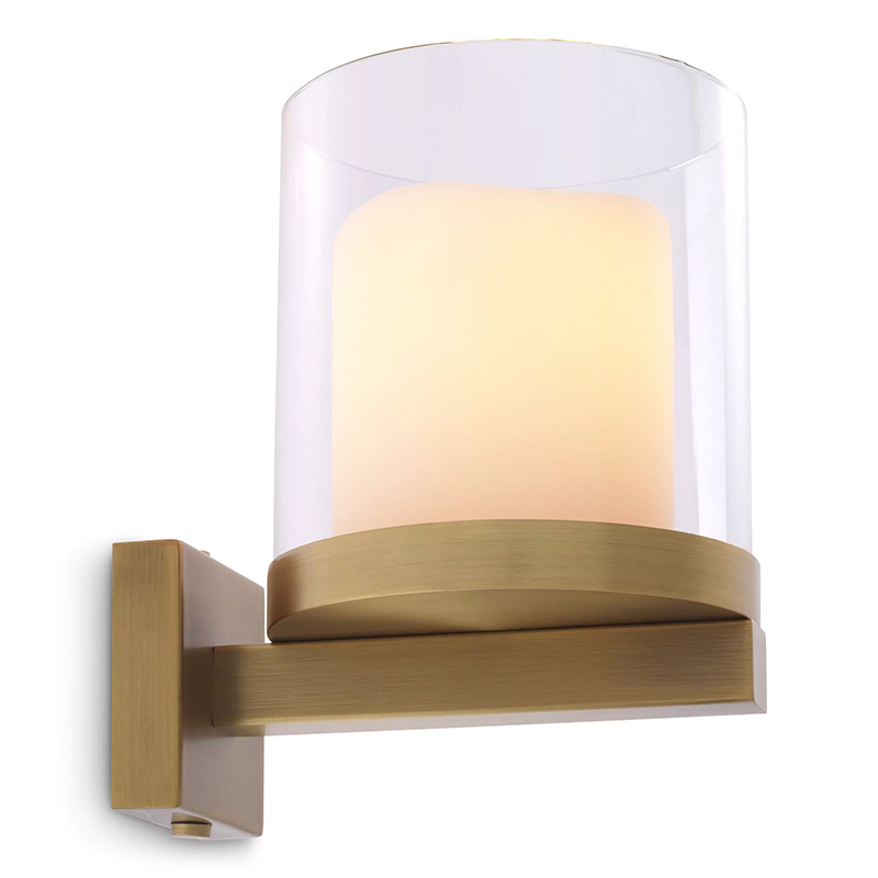 Бра Eichholtz Wall Lamp Donovan Brass Белый Латунь Прозрачное Стекло в Екатеринбурге | Loft Concept 