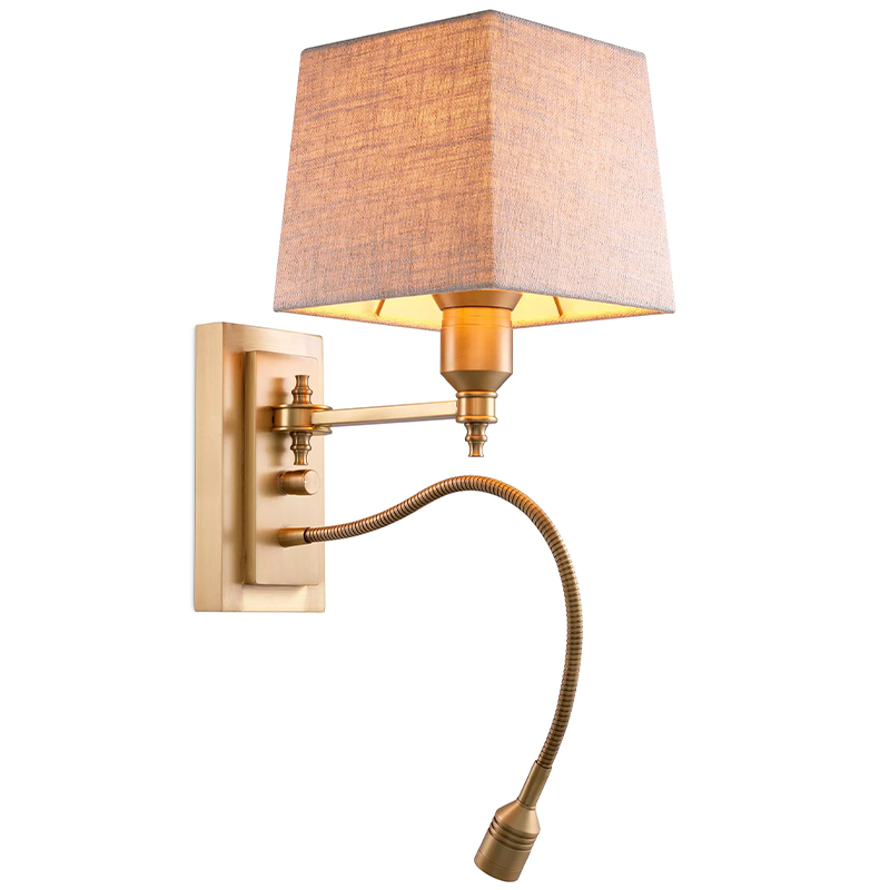 Бра Eichholtz Wall Lamp Ellington Brass Бежево-серый Латунь в Екатеринбурге | Loft Concept 