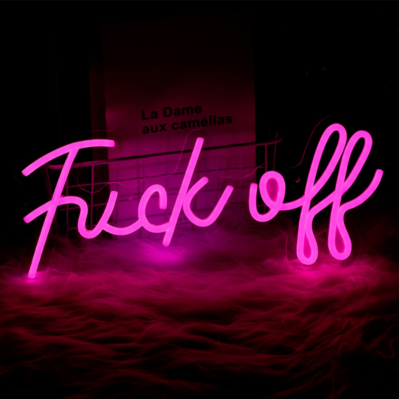 Неоновая настенная лампа Fuck Off Neon Wall Lamp Розовый Розовый Прозрачный в Екатеринбурге | Loft Concept 