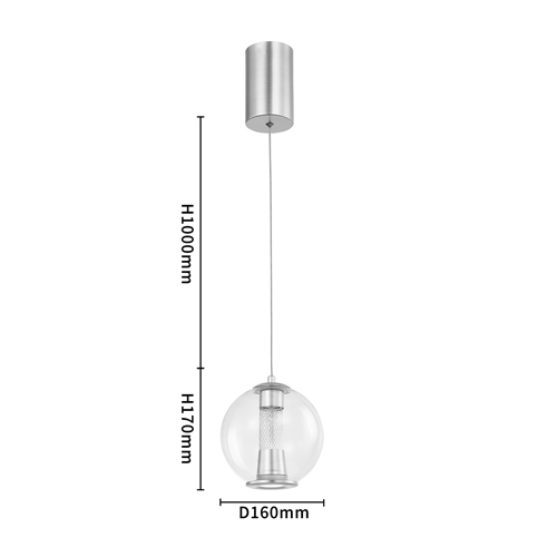 Подвесной светильник с плафоном в форме шара Inner Gleam Orb silver в Екатеринбурге