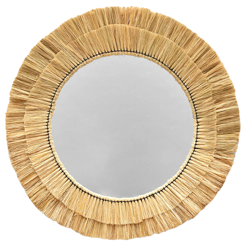 Круглое зеркало с плетеной рамой Jyoti Wicker Mirror Древесина Зеркало в Екатеринбурге | Loft Concept 