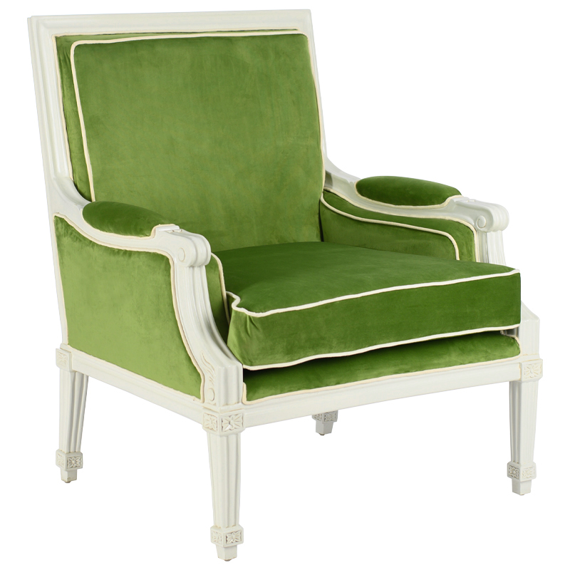 Кресло French Provence Armchair Ferrand green Зеленый смок Белый в Екатеринбурге | Loft Concept 