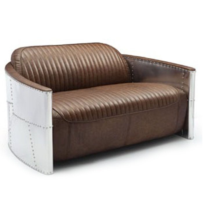 Диван Aviator Sofa 2 seat Белый Черный Коричневый в Екатеринбурге | Loft Concept 