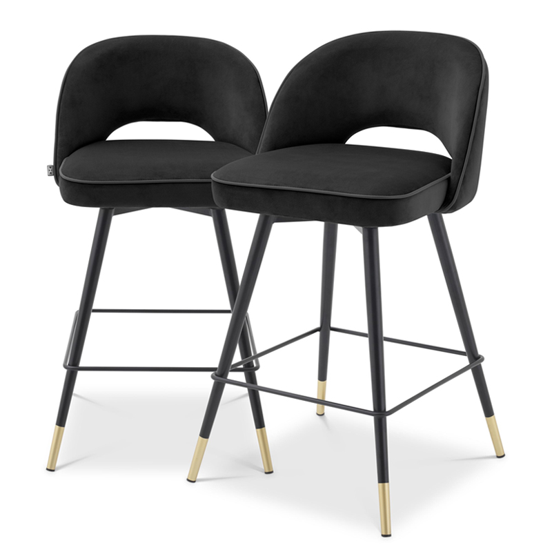 Комплект полубарных стульев Eichholtz Counter Stool Cliff set of 2 black Черный Латунь в Екатеринбурге | Loft Concept 