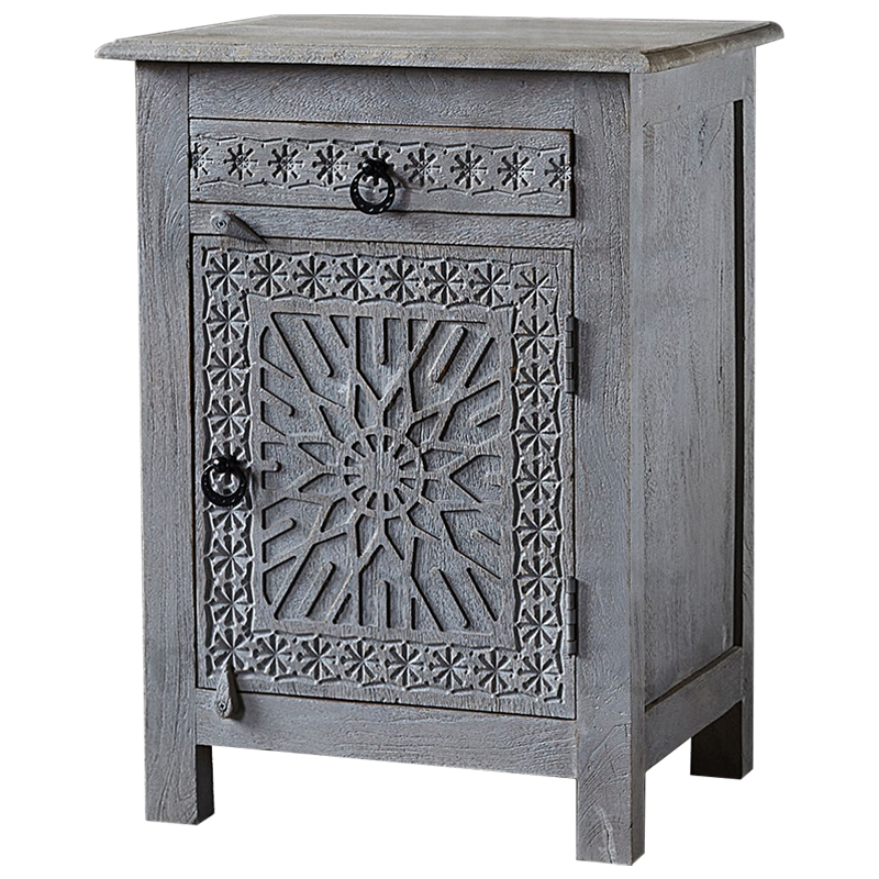 Тумба Indian Antique Furniture Akshi Nightstand Серый Коричневый в Екатеринбурге | Loft Concept 