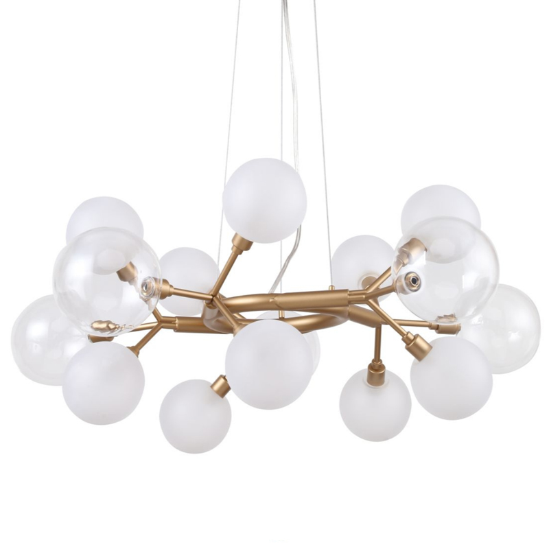 Люстра Berries Chandelier White 68 матовое золото Прозрачный Прозрачный белый в Екатеринбурге | Loft Concept 