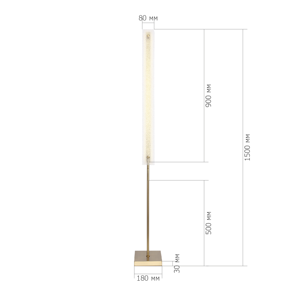 Торшер с прямоугольным плафоном с эффектом морозного стекла Freezing в Екатеринбурге
