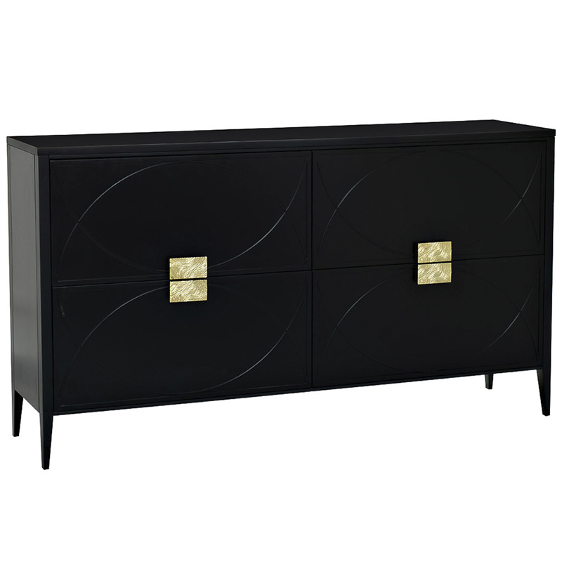 Комод с 4-мя ящиками Amelie Black Chest of Drawers Черный Черный Золотой в Екатеринбурге | Loft Concept 