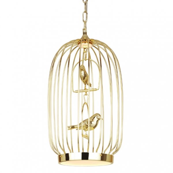 Люстра Birdcage Chandelier Two Gold Глянцевое золото в Екатеринбурге | Loft Concept 